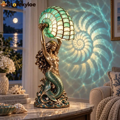 🧜‍♀️ Moon Tide Mermaid Nautilus Projection Lamp | Soft Ocean Glow & Spiral Wall Projection 🐚 - Nautilus Siren