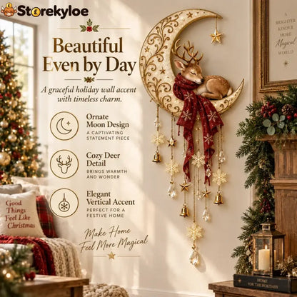 🦌🌙 Moonlit Deer Starfall Wall Light™ – Lighted Christmas Wall Decor
