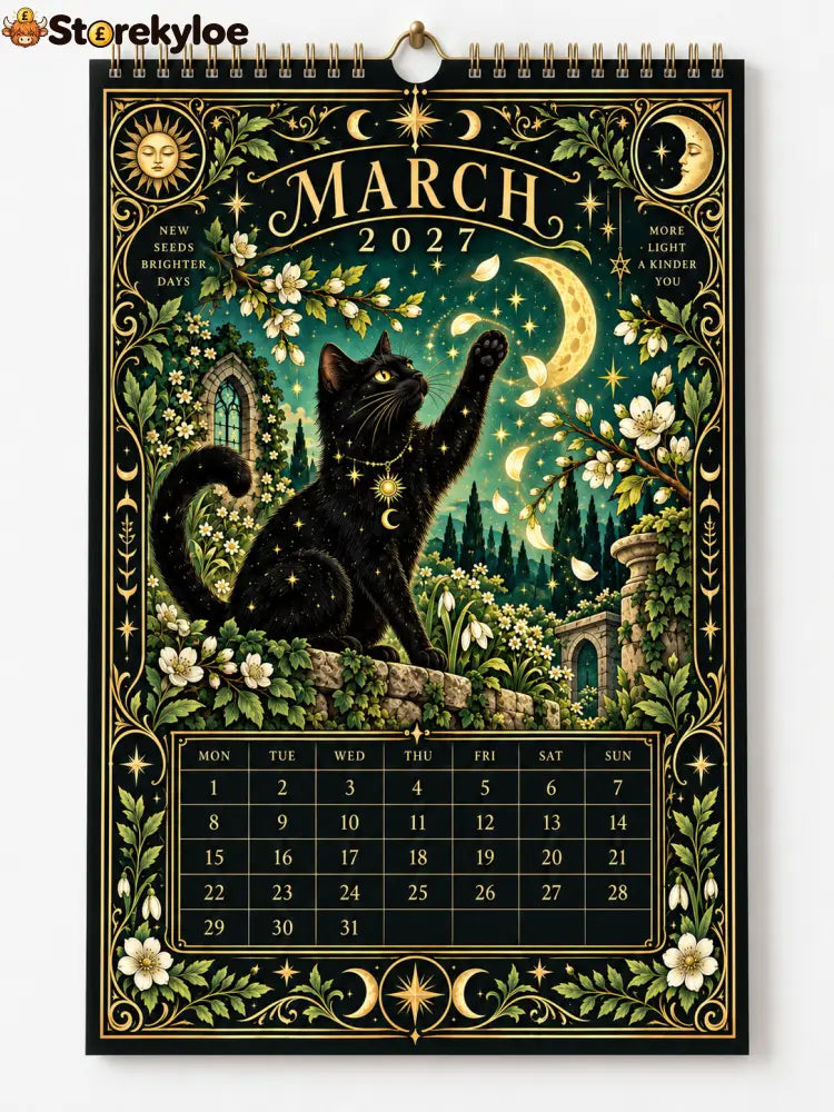🌙 Moonlit Whispers 2027 – Mystical Black Cat Celestial Wall Calendar：A Little Magic for Every Month of 2027