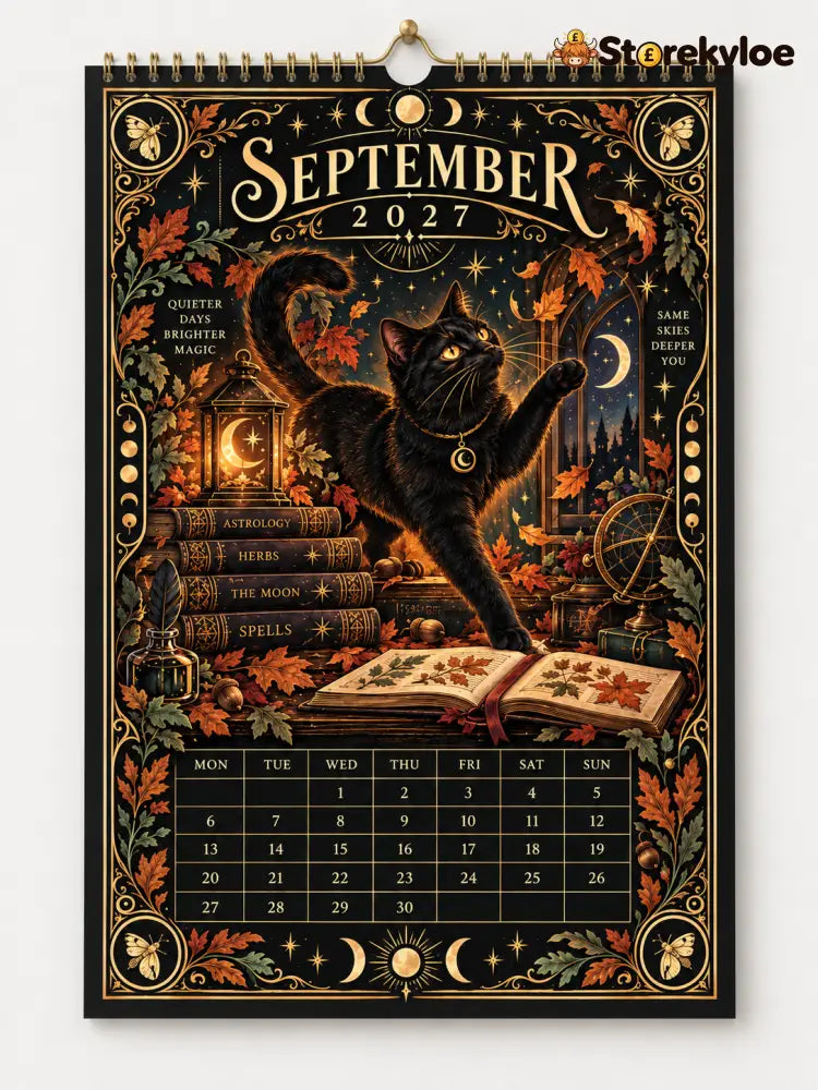 🌙 Moonlit Whispers 2027 – Mystical Black Cat Celestial Wall Calendar：A Little Magic for Every Month of 2027
