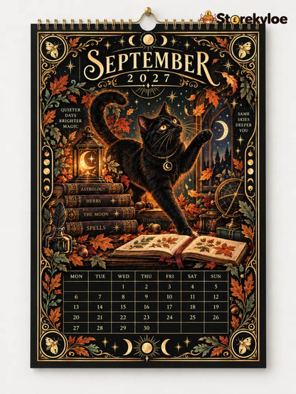 🌙 Moonlit Whispers 2027 – Mystical Black Cat Celestial Wall Calendar：A Little Magic for Every Month of 2027