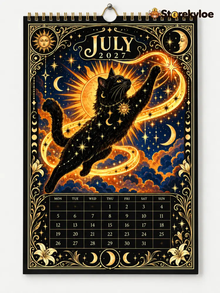 🌙 Moonlit Whispers 2027 – Mystical Black Cat Celestial Wall Calendar：A Little Magic for Every Month of 2027