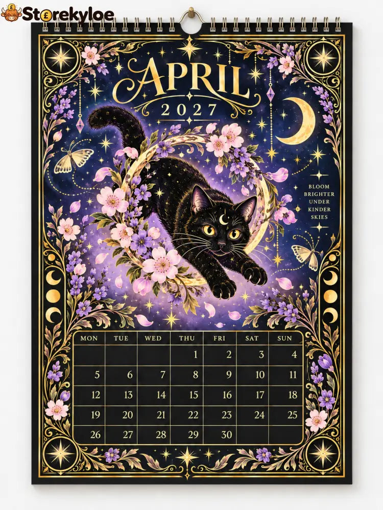 🌙 Moonlit Whispers 2027 – Mystical Black Cat Celestial Wall Calendar：A Little Magic for Every Month of 2027