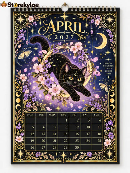 🌙 Moonlit Whispers 2027 – Mystical Black Cat Celestial Wall Calendar：A Little Magic for Every Month of 2027