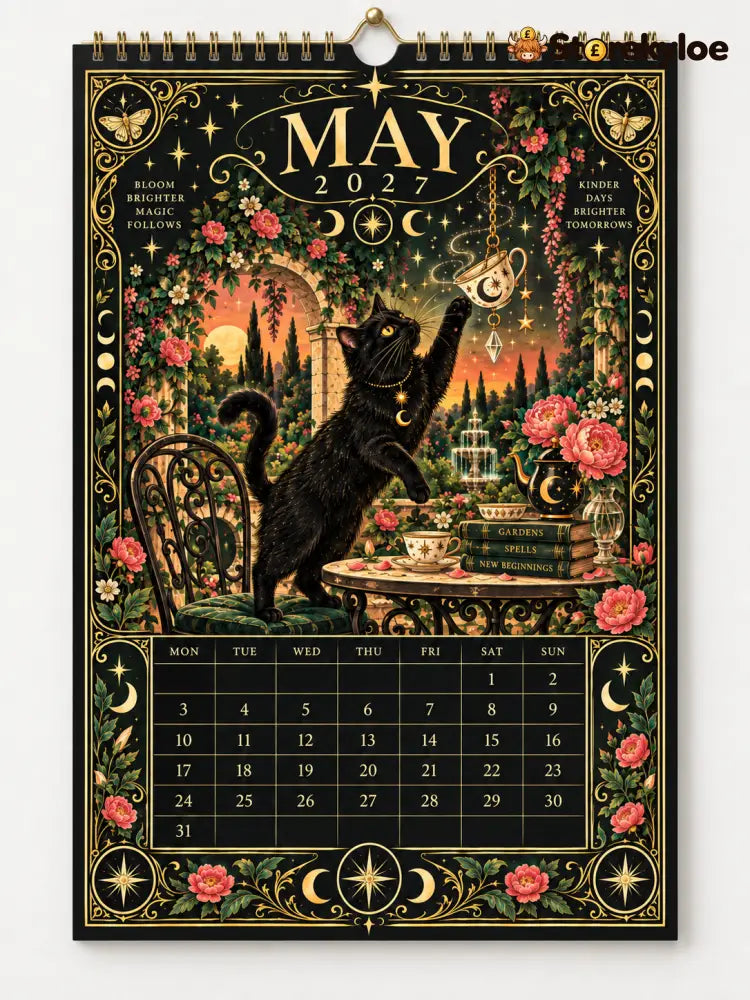 🌙 Moonlit Whispers 2027 – Mystical Black Cat Celestial Wall Calendar：A Little Magic for Every Month of 2027