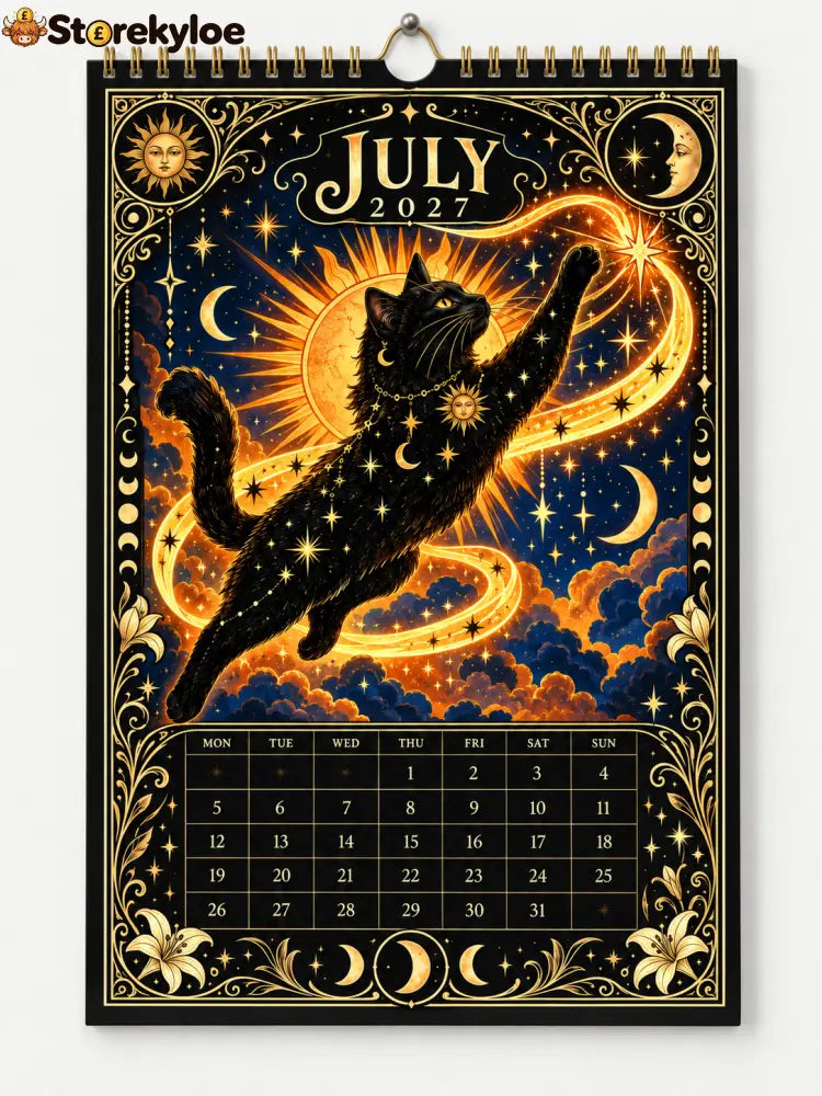 🌙 Moonlit Whispers 2027 – Mystical Black Cat Celestial Wall Calendar：A Little Magic for Every Month of 2027