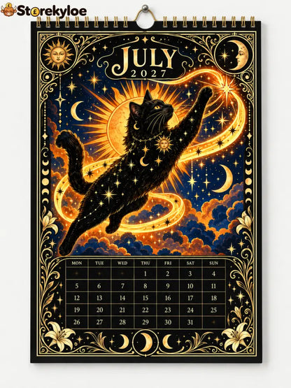 🌙 Moonlit Whispers 2027 – Mystical Black Cat Celestial Wall Calendar：A Little Magic for Every Month of 2027