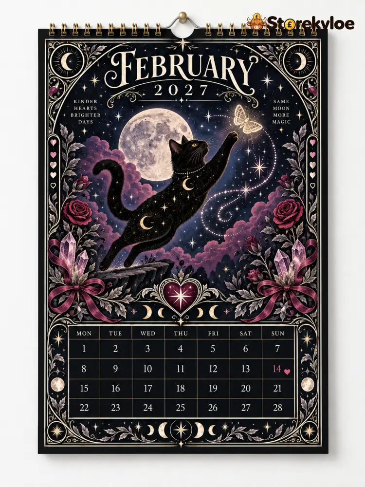 🌙 Moonlit Whispers 2027 – Mystical Black Cat Celestial Wall Calendar：A Little Magic for Every Month of 2027