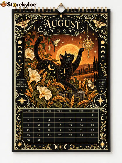 🌙 Moonlit Whispers 2027 – Mystical Black Cat Celestial Wall Calendar：A Little Magic for Every Month of 2027
