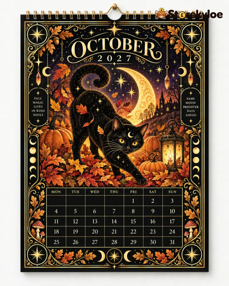 🌙 Moonlit Whispers 2027 – Mystical Black Cat Celestial Wall Calendar：A Little Magic for Every Month of 2027