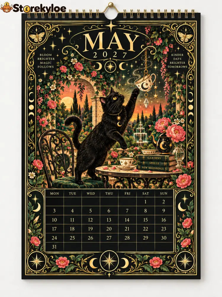 🌙 Moonlit Whispers 2027 – Mystical Black Cat Celestial Wall Calendar：A Little Magic for Every Month of 2027