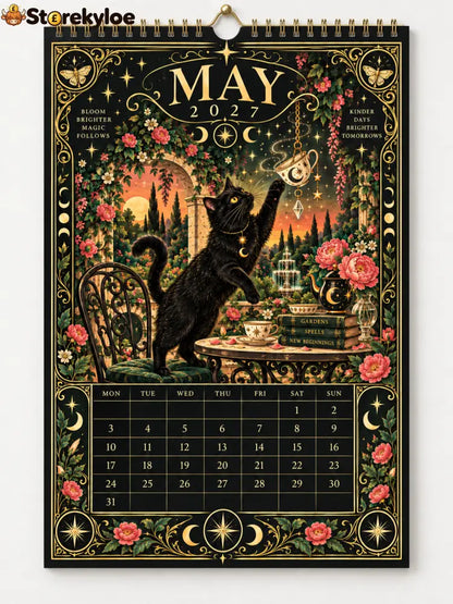 🌙 Moonlit Whispers 2027 – Mystical Black Cat Celestial Wall Calendar：A Little Magic for Every Month of 2027