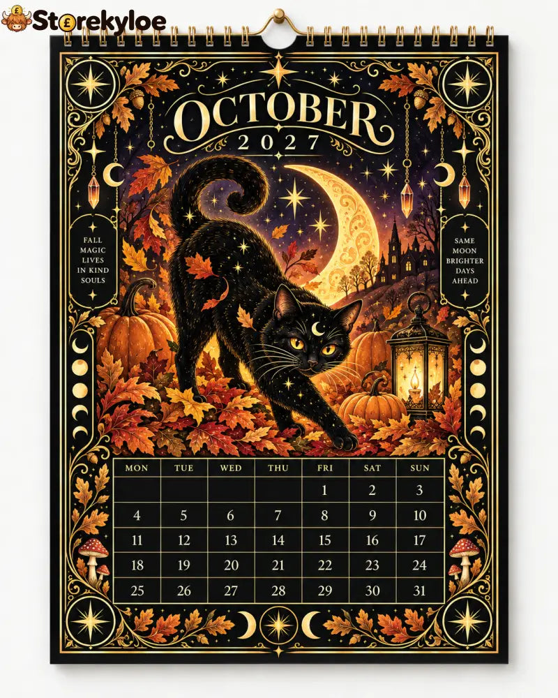 🌙 Moonlit Whispers 2027 – Mystical Black Cat Celestial Wall Calendar：A Little Magic for Every Month of 2027