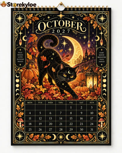 🌙 Moonlit Whispers 2027 – Mystical Black Cat Celestial Wall Calendar：A Little Magic for Every Month of 2027