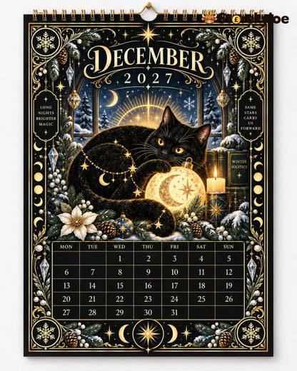 🌙 Moonlit Whispers 2027 – Mystical Black Cat Celestial Wall Calendar：A Little Magic for Every Month of 2027