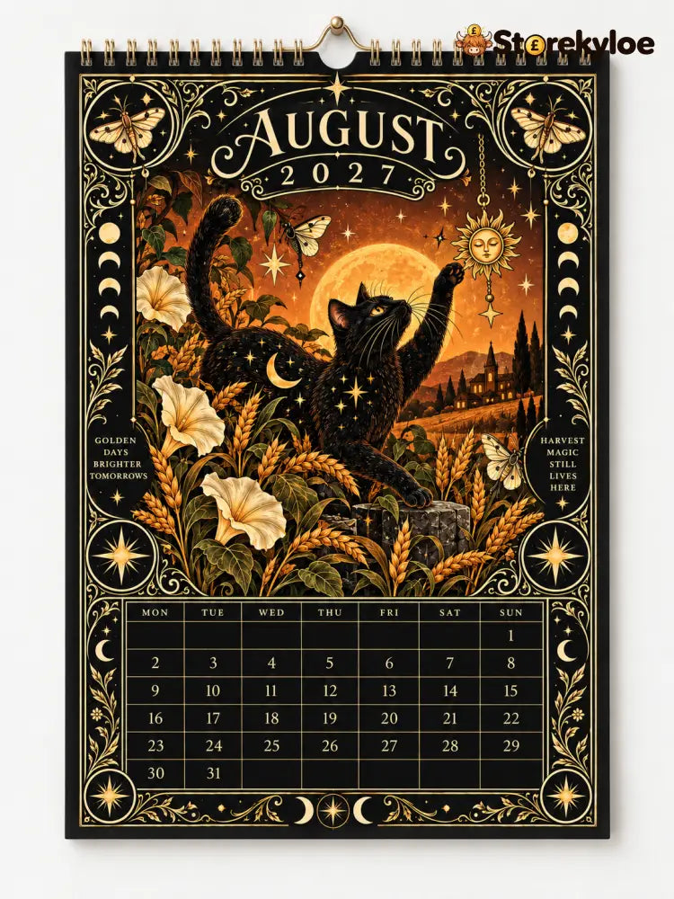 🌙 Moonlit Whispers 2027 – Mystical Black Cat Celestial Wall Calendar：A Little Magic for Every Month of 2027