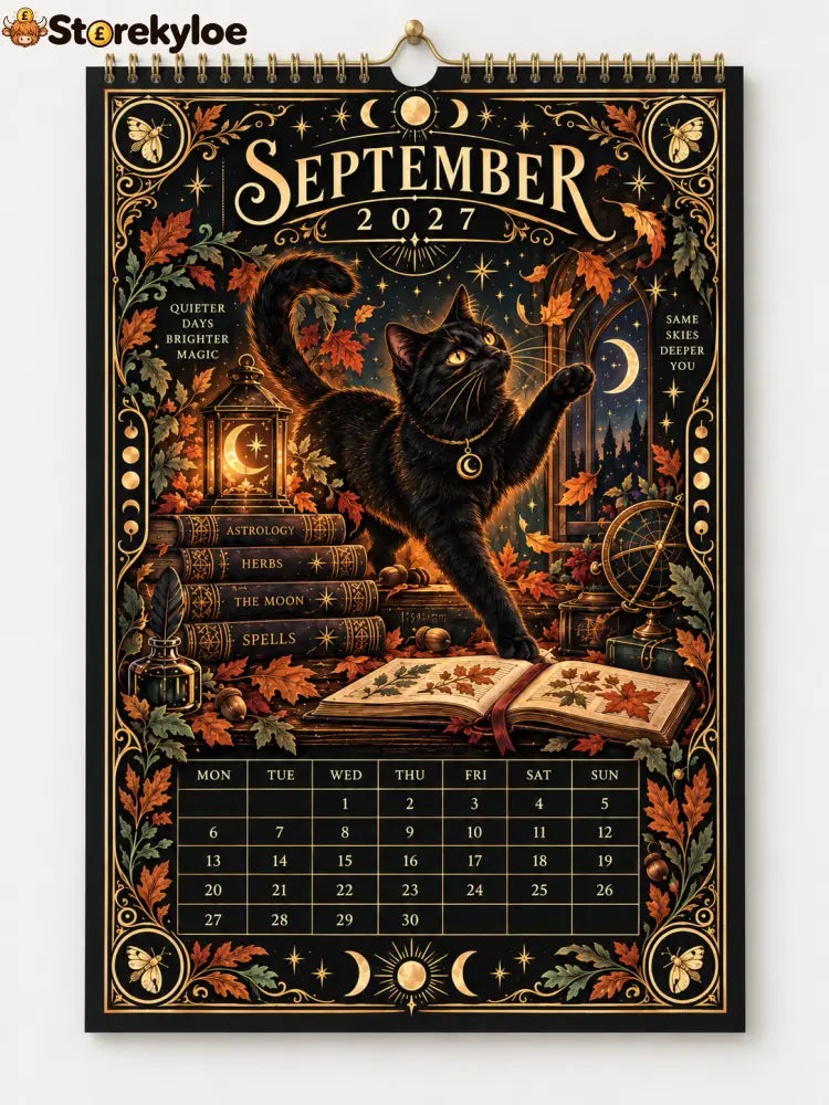 🌙 Moonlit Whispers 2027 – Mystical Black Cat Celestial Wall Calendar：A Little Magic for Every Month of 2027