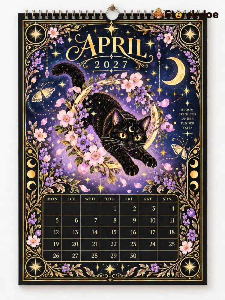 🌙 Moonlit Whispers 2027 – Mystical Black Cat Celestial Wall Calendar：A Little Magic for Every Month of 2027