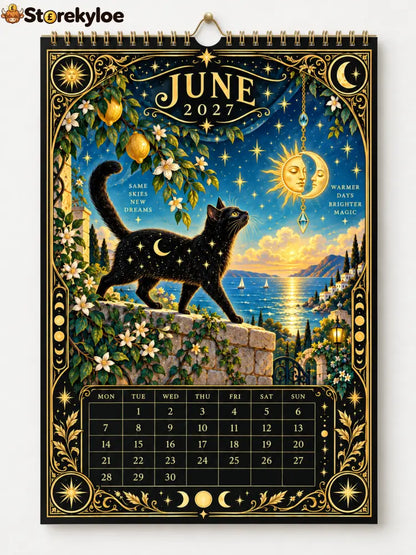 🌙 Moonlit Whispers 2027 – Mystical Black Cat Celestial Wall Calendar：A Little Magic for Every Month of 2027