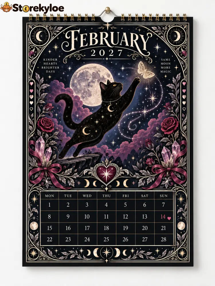 🌙 Moonlit Whispers 2027 – Mystical Black Cat Celestial Wall Calendar：A Little Magic for Every Month of 2027