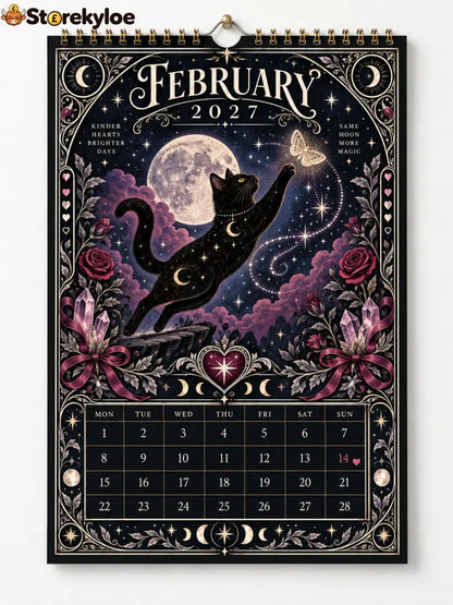 🌙 Moonlit Whispers 2027 – Mystical Black Cat Celestial Wall Calendar：A Little Magic for Every Month of 2027