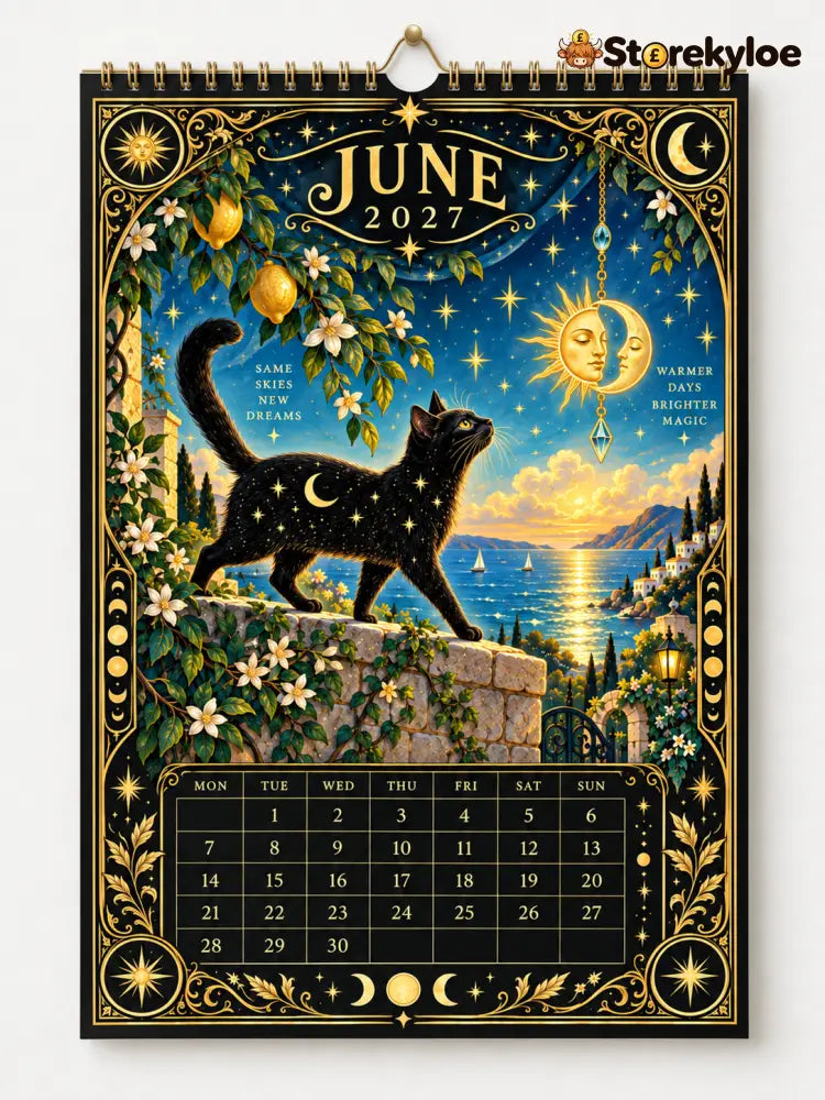 🌙 Moonlit Whispers 2027 – Mystical Black Cat Celestial Wall Calendar：A Little Magic for Every Month of 2027