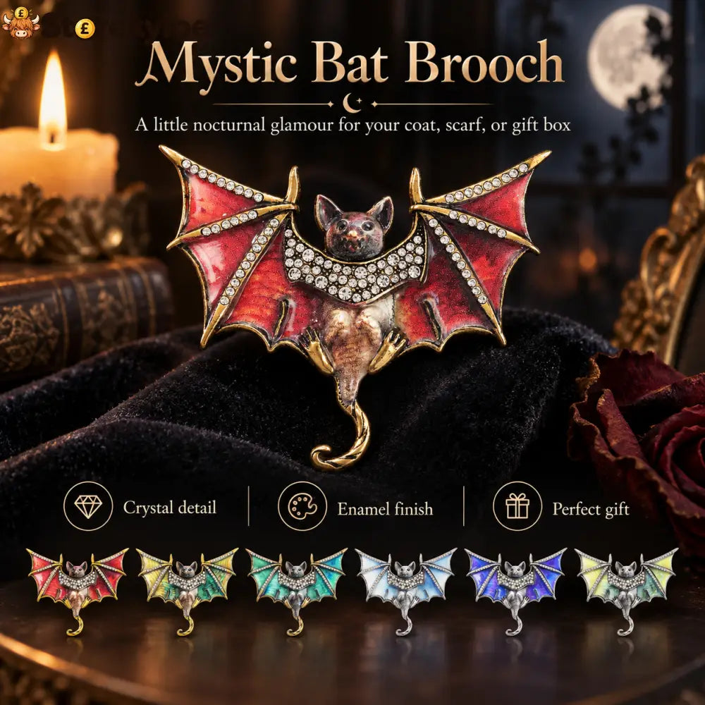 Mystic Bat Brooch Vintage Gothic Crystal Enamel Animal Lapel Pin For Women Dark Night Jewelry For Coat Scarf