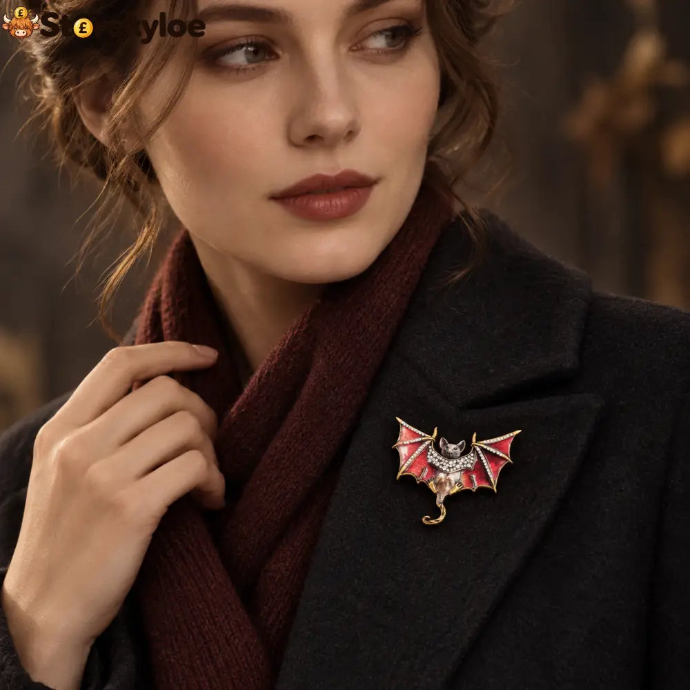Mystic Bat Brooch Vintage Gothic Crystal Enamel Animal Lapel Pin For Women Dark Night Jewelry For Coat Scarf