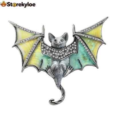 Mystic Bat Brooch Vintage Gothic Crystal Enamel Animal Lapel Pin For Women Dark Night Jewelry For Coat Scarf - Blue