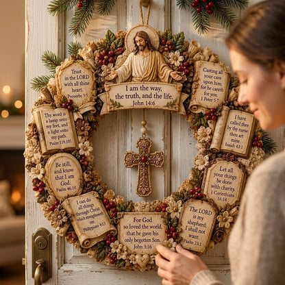 Christian Scripture Wreath Wall Hanging