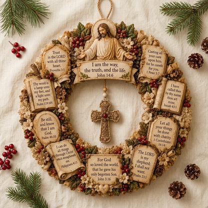 Christian Scripture Wreath Wall Hanging