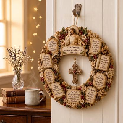 Christian Scripture Wreath Wall Hanging