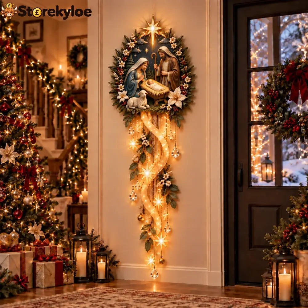 🌟 Nativity Starfall Wall Light – A Meaningful Christmas Glow - 💛 Holy Family