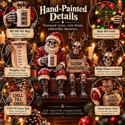 💀🎄 Naughty Christmas Skeletons – 6-style Gothic Holiday Shelf Sitters Funny Mantel Decor & Unique Christmas Gifts 🎁