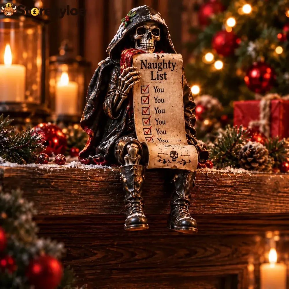 💀🎄 Naughty Christmas Skeletons – 6-style Gothic Holiday Shelf Sitters Funny Mantel Decor & Unique Christmas Gifts 🎁 - B