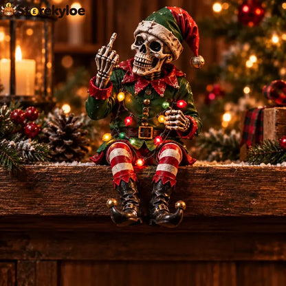 💀🎄 Naughty Christmas Skeletons – 6-style Gothic Holiday Shelf Sitters Funny Mantel Decor & Unique Christmas Gifts 🎁 - C