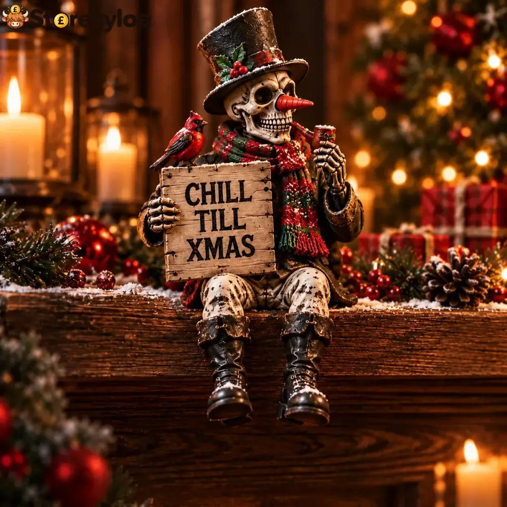 💀🎄 Naughty Christmas Skeletons – 6-style Gothic Holiday Shelf Sitters Funny Mantel Decor & Unique Christmas Gifts 🎁 - E