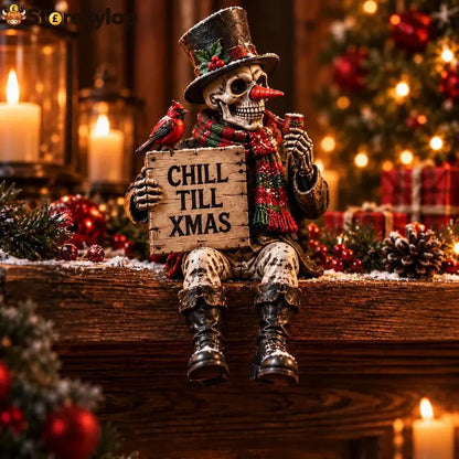 💀🎄 Naughty Christmas Skeletons – 6-style Gothic Holiday Shelf Sitters Funny Mantel Decor & Unique Christmas Gifts 🎁 - E
