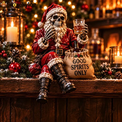 💀🎄 Naughty Christmas Skeletons – 6-style Gothic Holiday Shelf Sitters Funny Mantel Decor & Unique Christmas Gifts 🎁 - F