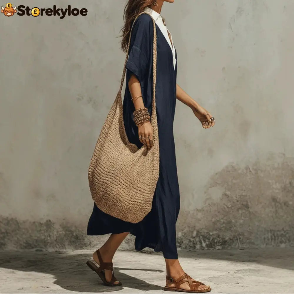 New Casual Bohemian Style Deep V-Neck Long Skirt