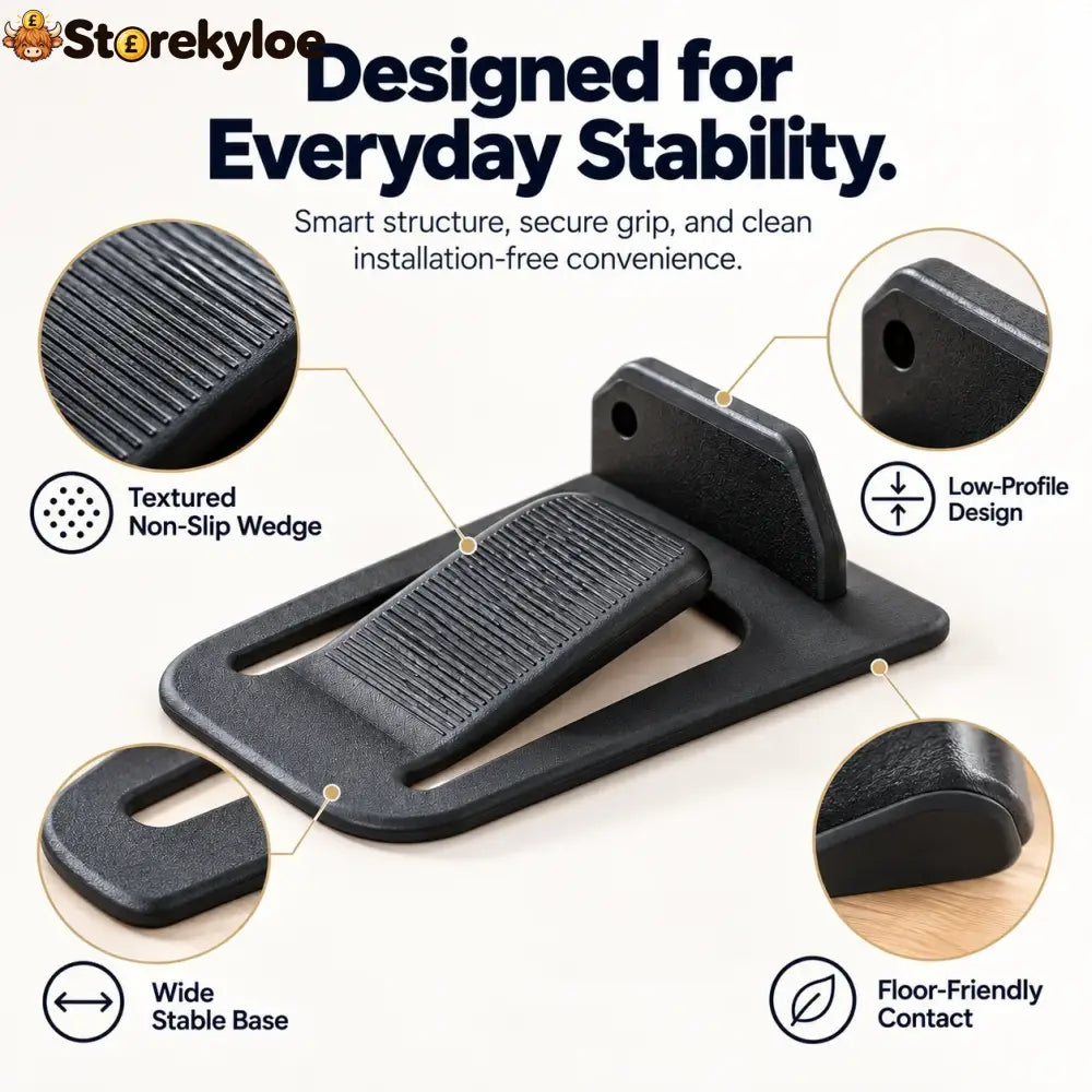 No-drill Door Stopper, Low-profile Repositionable Interior Door Holder