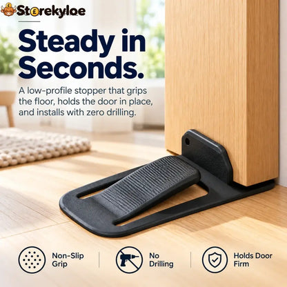 No-drill Door Stopper, Low-profile Repositionable Interior Door Holder