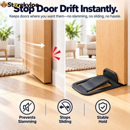 No-drill Door Stopper, Low-profile Repositionable Interior Door Holder