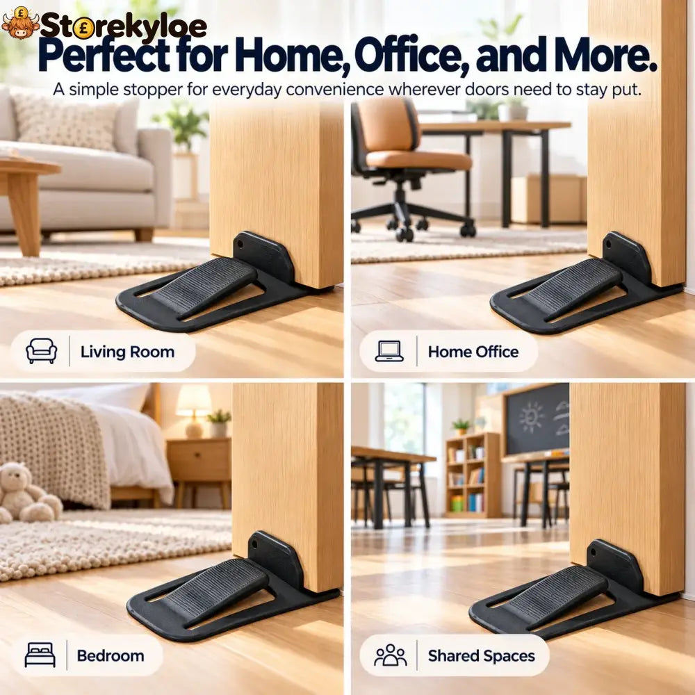 No-drill Door Stopper, Low-profile Repositionable Interior Door Holder