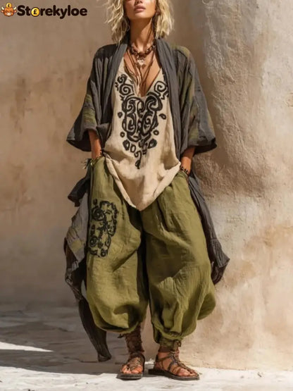 Nomadic Bohemian Art Print Three-Piece Set - Green / S