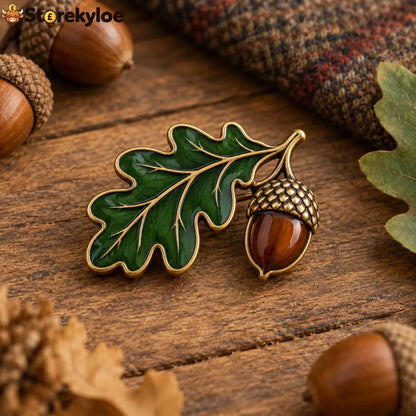 🌰oak & Acorn Brooch｜symbol Of Strength & Roots - 🌰Oak & Acorn Brooch