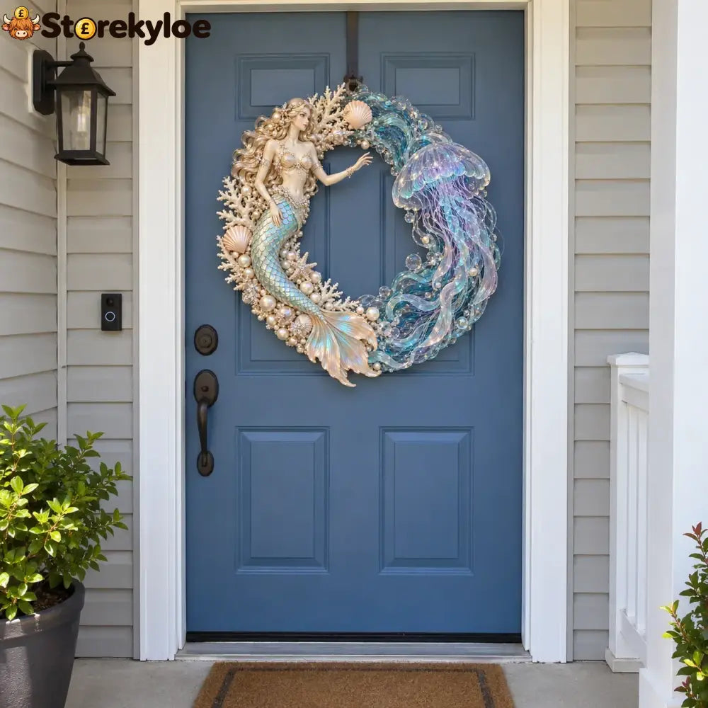 🌊 Ocean Enchantment – Lighted Mermaid & Jellyfish Wreath