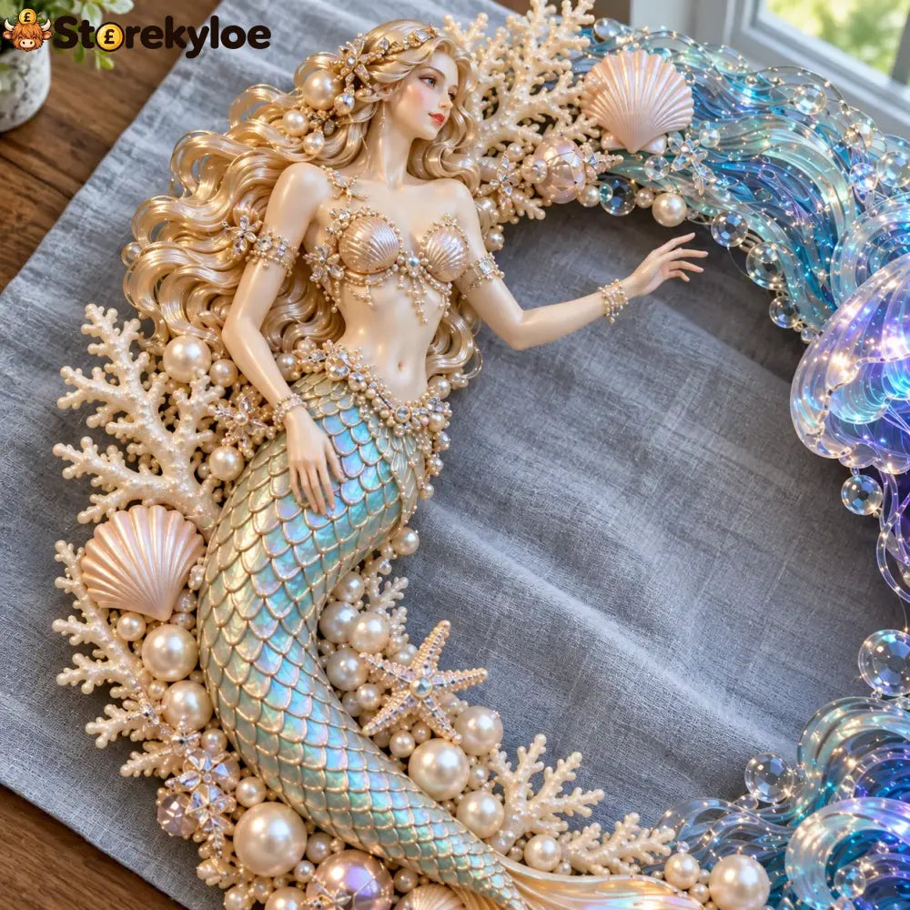🌊 Ocean Enchantment – Lighted Mermaid & Jellyfish Wreath