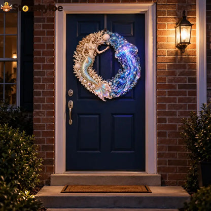 🌊 Ocean Enchantment – Lighted Mermaid & Jellyfish Wreath