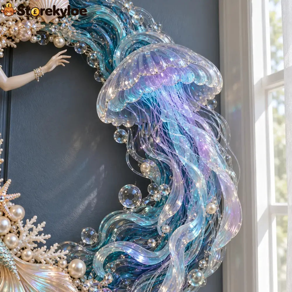 🌊 Ocean Enchantment – Lighted Mermaid & Jellyfish Wreath